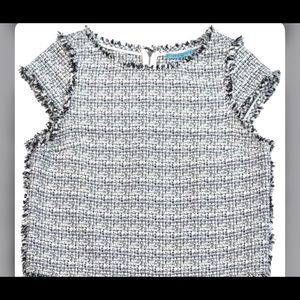 M Alice and olivia tweed blouse black and white